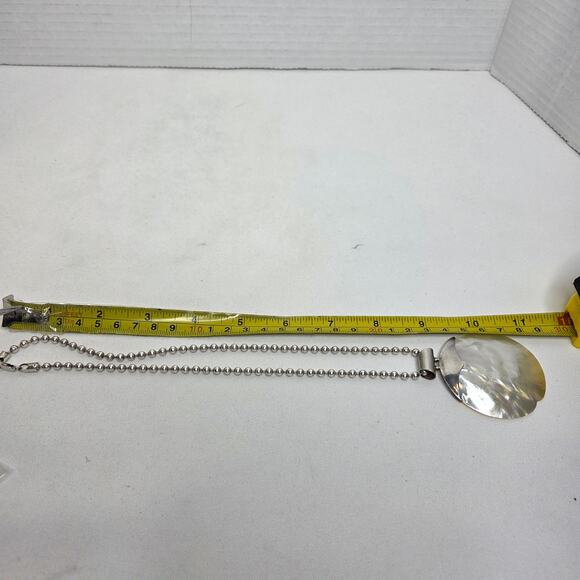 Sterling Silver Signed AZ Mother of Pearl Necklace 925 Italy - Picture 6 of 10